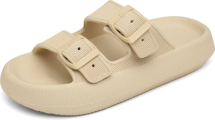 Geweo Slippers Dames Zacht Straps Badslippers Sandalen Khaki