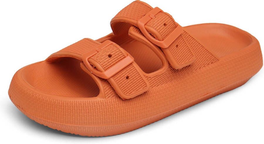 Geweo Slippers Dames Zacht Straps Badslippers Sandalen Oranje