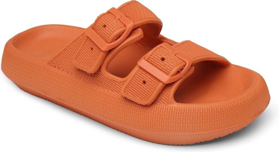 Geweo Slippers Dames Zacht Straps Badslippers Sandalen Oranje