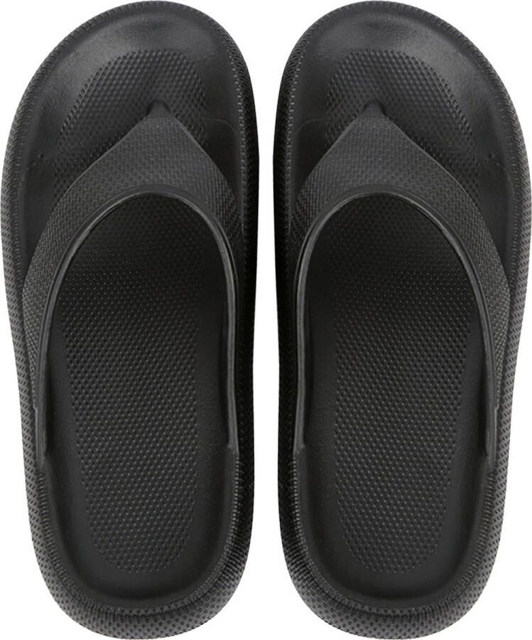 Geweo Slippers Heren Dames EVA Badslippers -Flip Flops Slim Slippers Verdikte Lichtgewicht Super Zacht aan je Voeten Anti-Slip en Stevig Voetbed Anti-lawaai Zwart