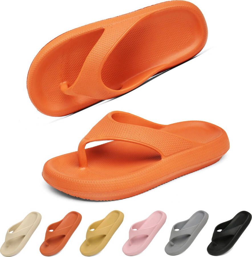 Geweo Slippers Heren Dames EVA Badslippers Flip Flops Verdikte Lichtgewicht Super Zacht aan je Voeten Anti-Slip en Stevig Voetbed Anti-lawaai Grijs