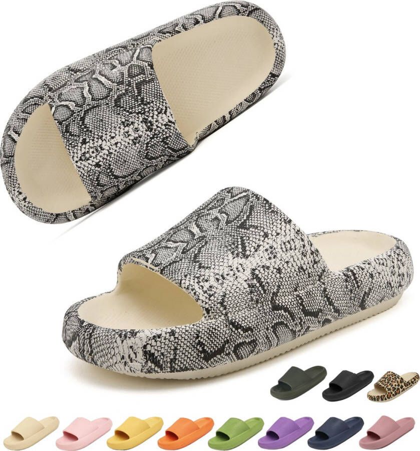 Geweo Slippers EVA Badslippers Unisex Verdikte Lichtgewicht Super Zacht aan je Voeten Anti-Slip en Stevig Voetbed Anti-lawaai Python-kleur