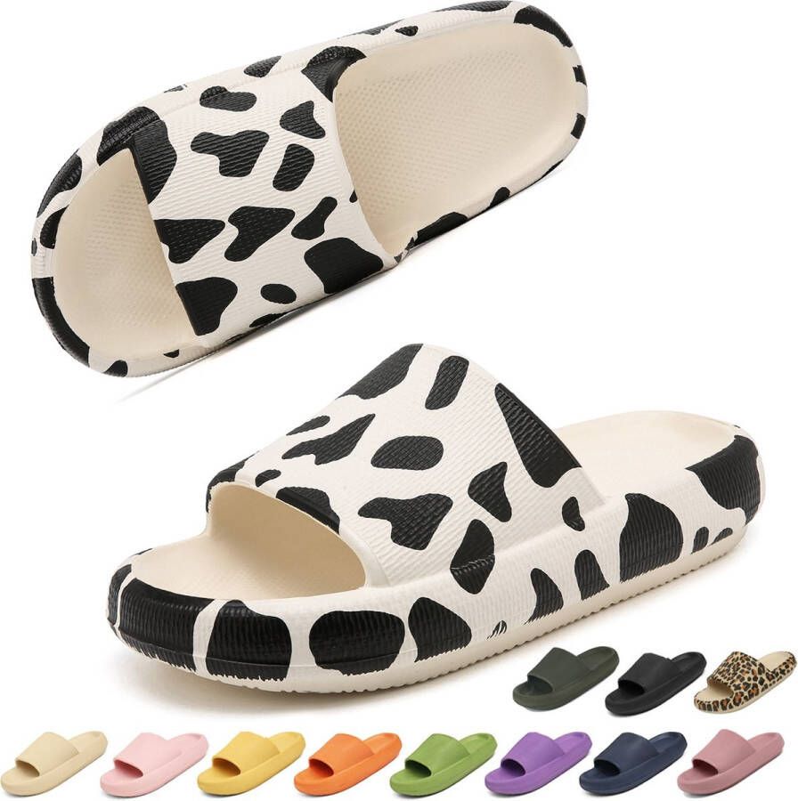 Geweo Slippers Heren Dames EVA Badslippers Unisex Verdikte Lichtgewicht Super Zacht aan je Voeten Anti-Slip en Stevig Voetbed Anti-lawaai Koekleur