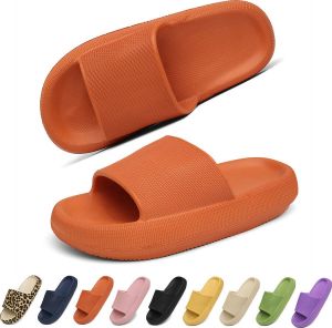 Geweo Slippers Heren Dames EVA Badslippers Unisex Verdikte Lichtgewicht Super Zacht aan je Voeten Anti-Slip en Stevig Voetbed Anti-lawaai Oranje
