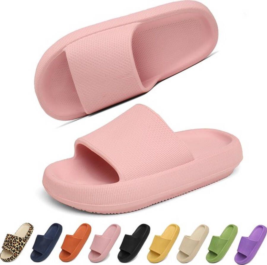Geweo Slippers EVA Badslippers Unisex Verdikte Lichtgewicht Super Zacht aan je Voeten Anti-Slip en Stevig Voetbed Anti-lawaai Roze