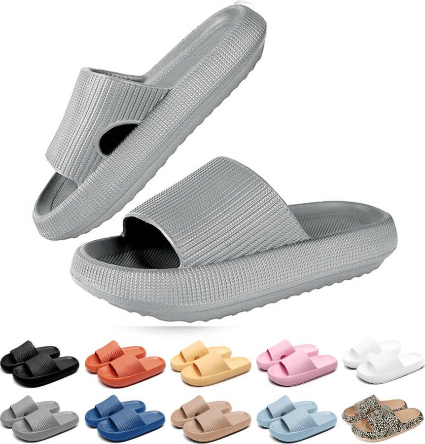 Geweo Slippers EVA Badslippers Unisex Verdikte Lichtgewicht Super Zacht aan je Voeten Anti-Slip en Stevig Voetbed Anti-lawaai Donker Grijs - Foto 3