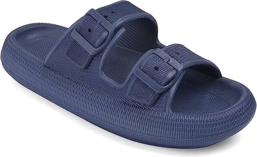 Geweo Slippers Badslippers met Gesp Wandelsandalen Strandschoenen Verstelbaar Zacht Straps Blauw - Foto 2