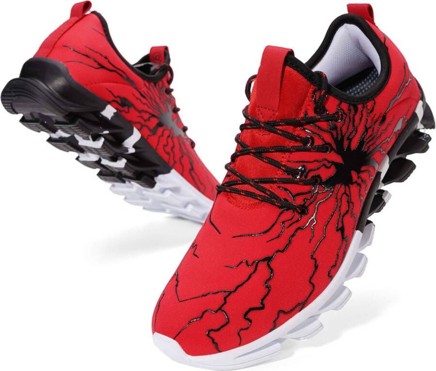 Geweo Sportschoenen Heren Fitnessschoenen Atletiek Gym Joggingsneakers Kerstmis Kerstfeest Christmas Gift Rood