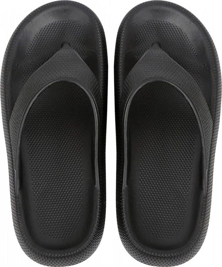 Geweo Slippers Heren Dames EVA Badslippers -Flip Flops Slim Slippers Verdikte Lichtgewicht Super Zacht aan je Voeten Anti-Slip en Stevig Voetbed Anti-lawaai Zwart