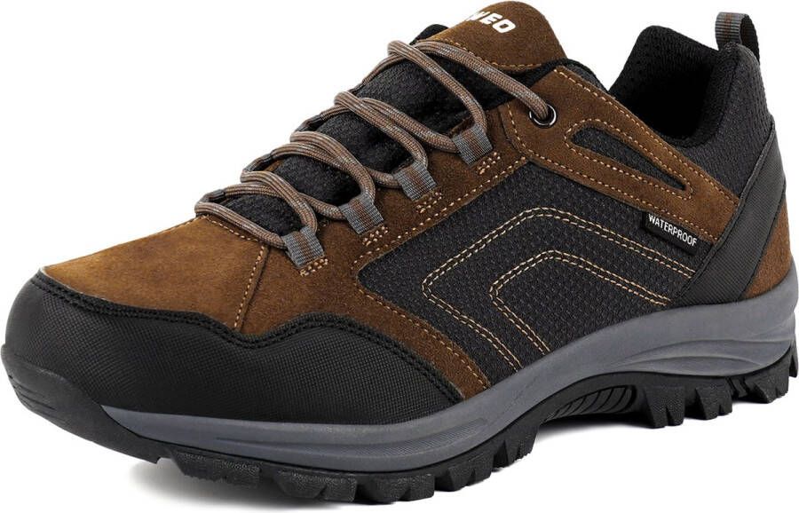 Geweo Outdoorschoenen Heren Middelhoge Waterdichte Wandelschoenen Lichte Outdoorhardloopschoenen Trekkingschoenen voor Dames Waterdicht en Ademend Universal Bruin - Foto 1