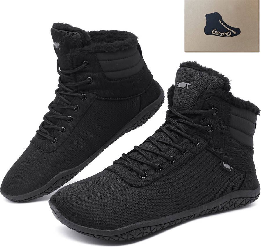 Geweo Sneakers Winter Schoenen met Katoen Schoenen met Katoen Winter Fleece Gevoerd Warme Winterlaarzen Schoenen Antislip Outdoor Zwart