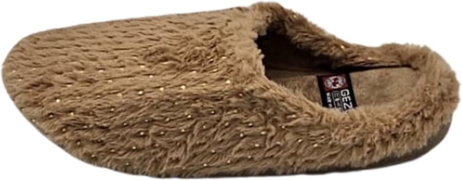 Gezer Berussa- Luxe Dames Pantoffels Dames mode- Fluffy Huisschoenen met Comfortabele Zool Warme Fleece Voering Antislip Gllandzend Beige