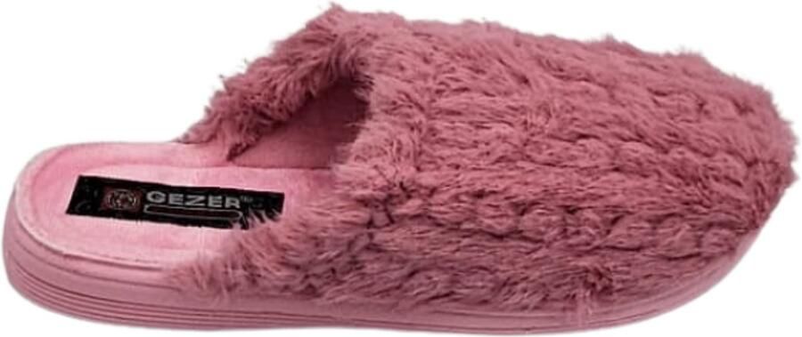 Gezer Berussa- Luxe Dames Pantoffels Dames mode- Fluffy Huisschoenen met Comfortabele Zool Warme Fleece Voering Antislip- Polar Roze
