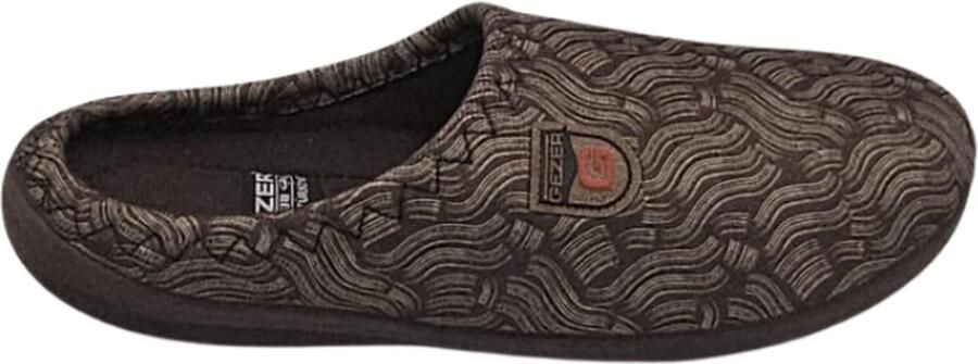 Gezer Berussa- Luxe Man Pantoffels Man mode- Fluffy Huisschoenen met Comfortabele Zool Warme Fleece Voering Antislip- Polar -Rieten patroon Bruin