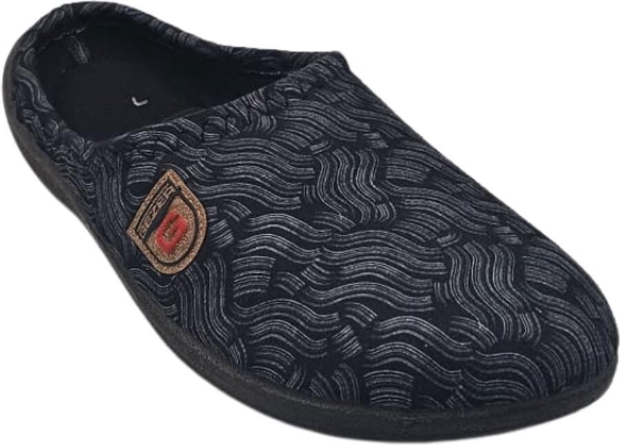 Gezer Berussa- Luxe Man Pantoffels Man mode- Fluffy Huisschoenen met Comfortabele Zool Warme Fleece Voering Antislip- Polar- Rieten patroon Darkblauw