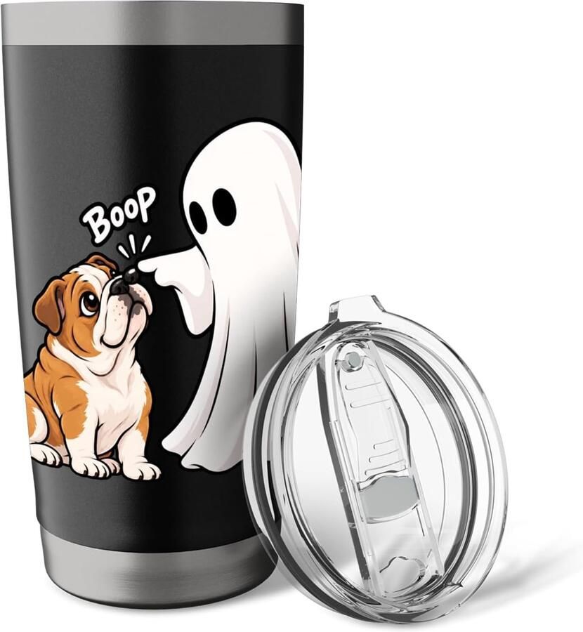 Ghost Bulldog Boop Halloween Thermobeker voor Hondenliefhebbers