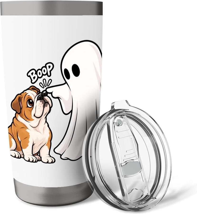 Ghost Bulldog Boop Halloween Thermobeker voor Hondenliefhebbers