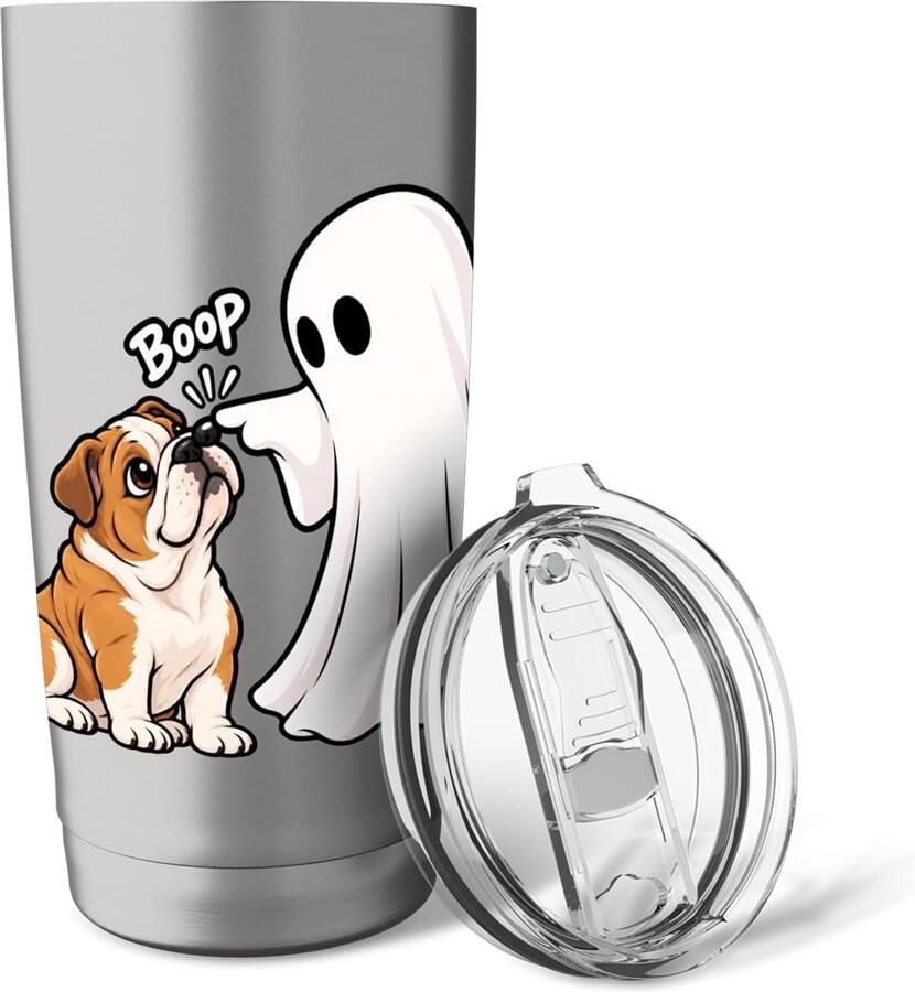 Ghost Bulldog Boop Halloween Thermobeker voor Hondenliefhebbers