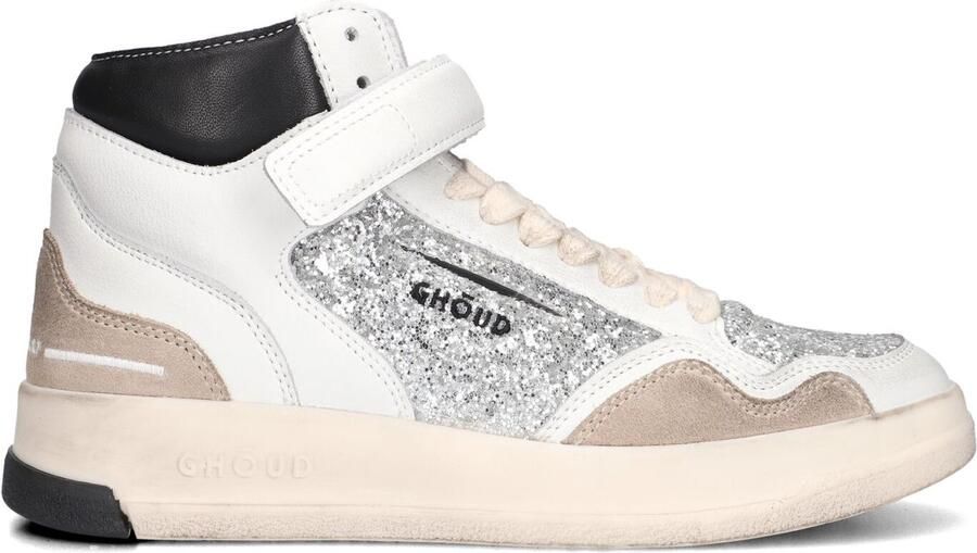 GHOUD Hoge Sneakers Dames Glitter Mid Sneaker Maat: 39 Materiaal: Leer Kleur: Zilver