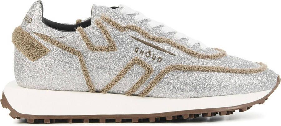 Ghoud Sneakers Dames Lage sneakers Damesschoenen Leer ROLW Glitter Zilver