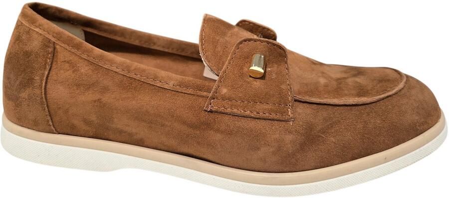Gianluca Pisati Letizia Camoscio Legno Instappers Bruin Suede dames Bruin