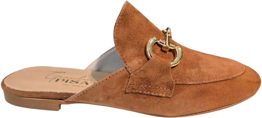 Gianluca Pisati Scarlet Camoscio Legno Slippers Cognac Suede Dames Cogna