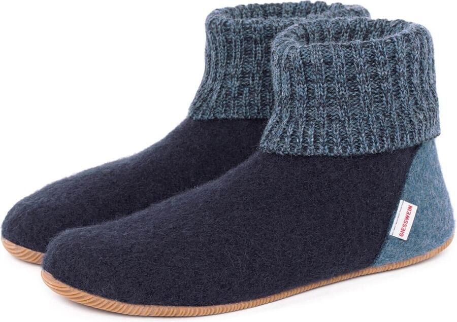 Giesswein Blauwe Gesloten Pantoffels met Bontvoering