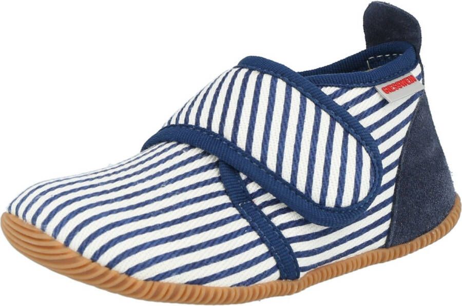 Giesswein Kinder Sloffen met Klittenband Katoen & Leer Blauw