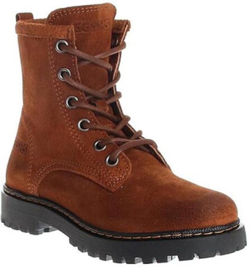 Giga Shoes G3518 Meisjes Veterboots Suède Cogna ?? Leren Enkelboot met Rits
