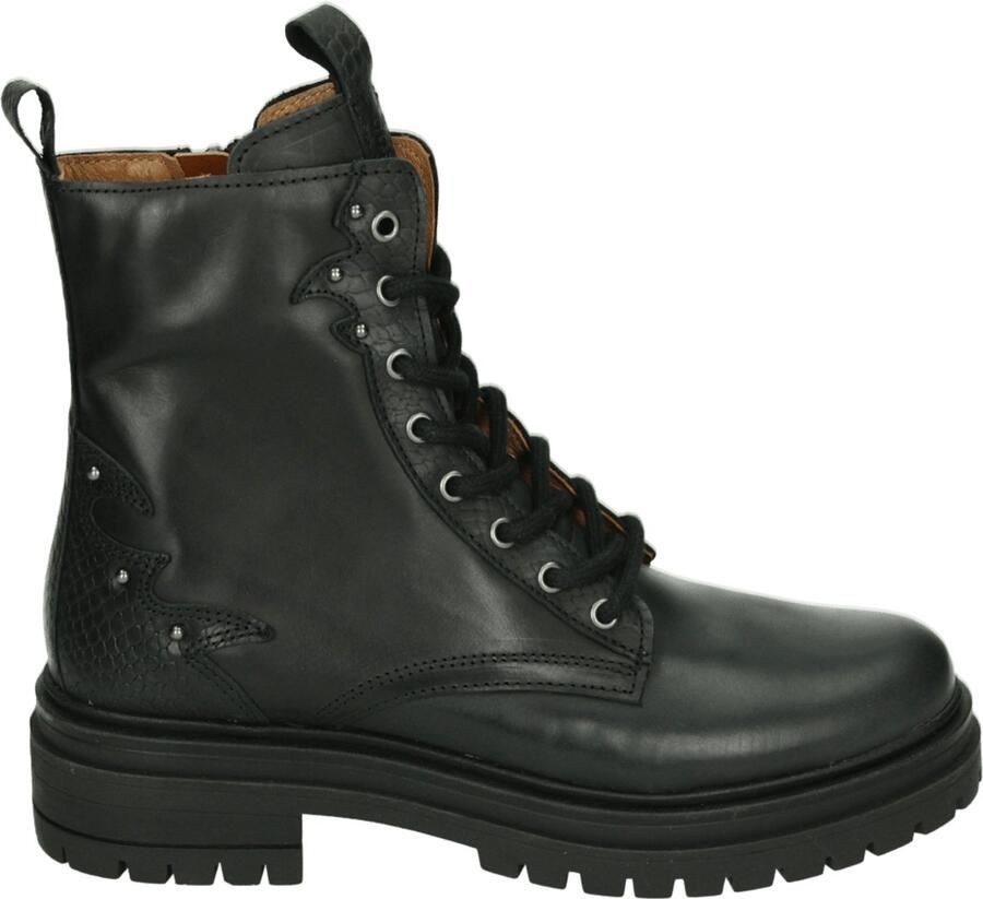 Giga Shoes Giga Veterboots zwart Leer Kinderschoenen