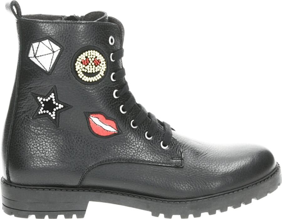 Giga Shoes Giga Veterboots zwart Leer Kinderschoenen