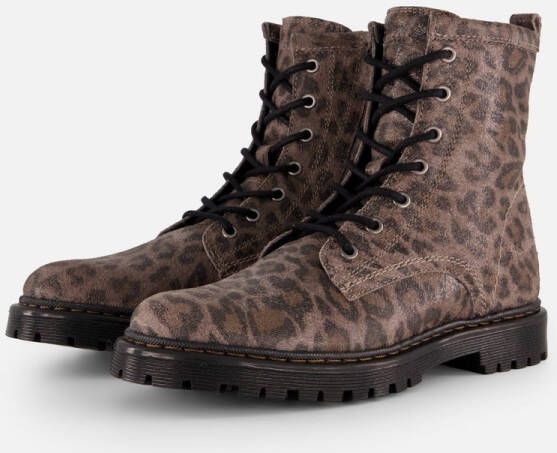 Giga Leopard Veterboots bruin Leer Kinderschoenen