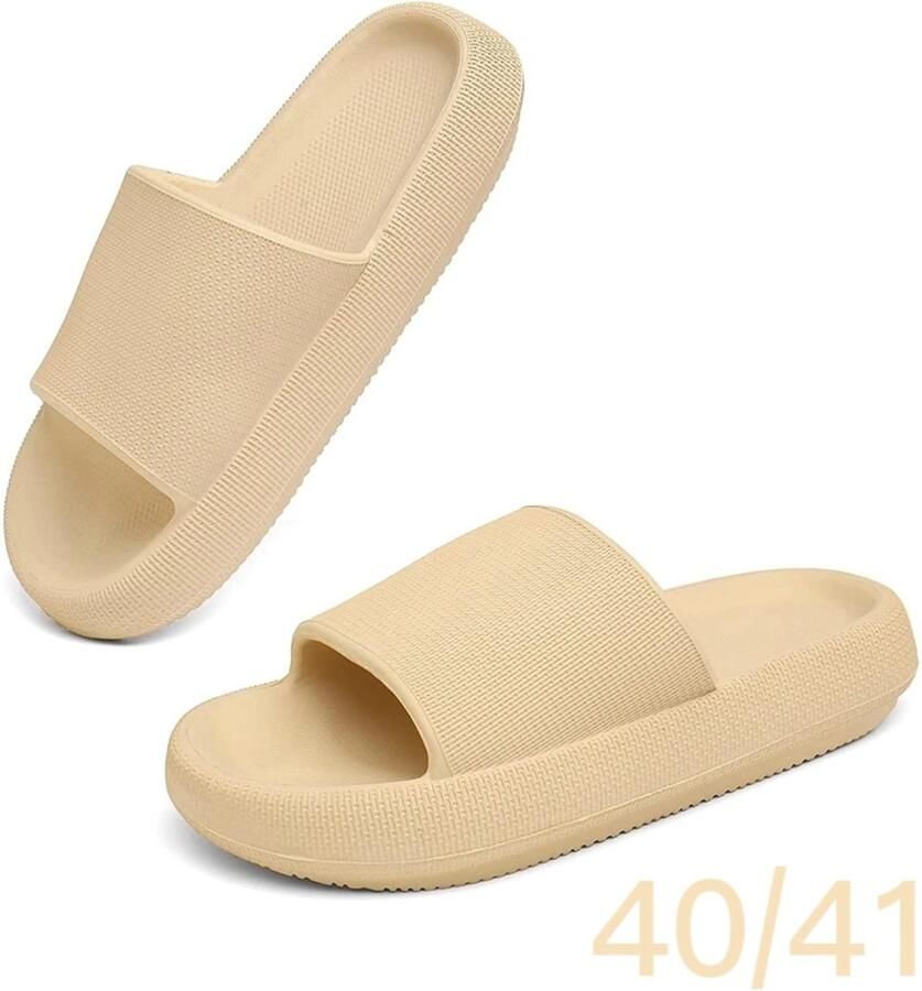 Gigicial Pantoffels Damespantoffels Lichtgewicht EVA Materiaal Antislip Zool Dikke Dempping 1 paar Huis Gebruik Lichtkaki