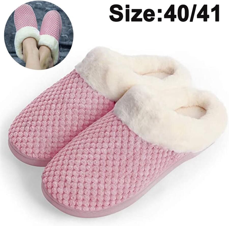 Gigicial Roze Pantoffels Voor Dames Pluizige Pantoffels Zacht Pluche Warmte En Instapcomfort 1 Paar Voor Thuisgebruik Roze