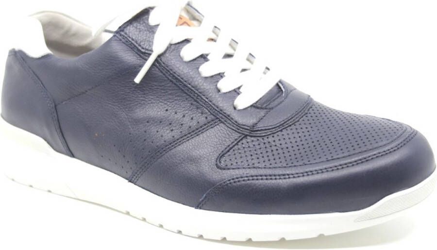 Gijs 2035 blauwe gladleren heren sneaker met veter en uitneembaar voetbed