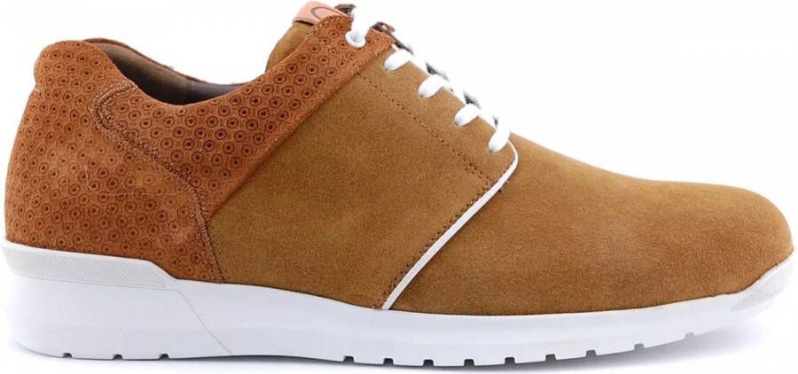 Gijs _ cognac toffee kleurige veterschoen sportief wijdte H