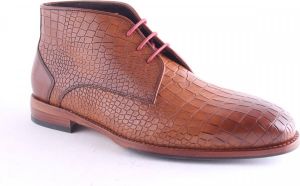 Gijs 2063 halfhoge geklede veterschoenen in cognac croco print
