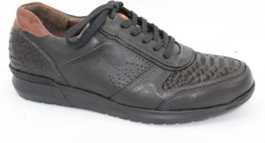 Gijs 2061 205 8038 Zwarte heren leren sneaker veterschoen