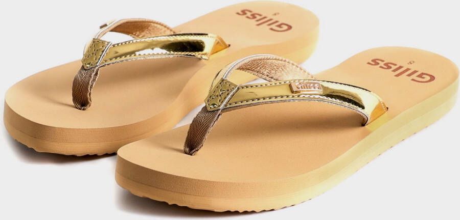 Giliss Fashion Giliss Teen Slippers dames GOUD serie Sepia-Goud kleurige strap