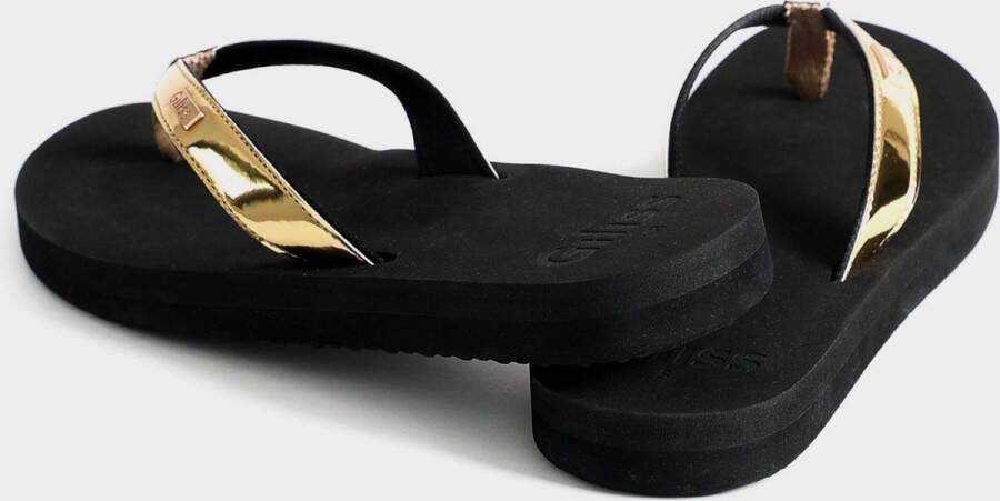 Giliss Fashion Giliss Teen Slippers dames GOUD serie Zwart-Goud kleurige strap