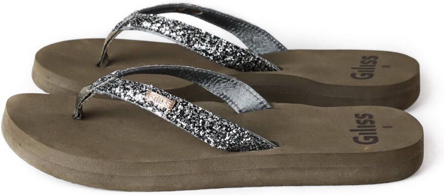 Giliss Fashion Giliss Slippers Crystal serie Olijf groen & Pearl river strap