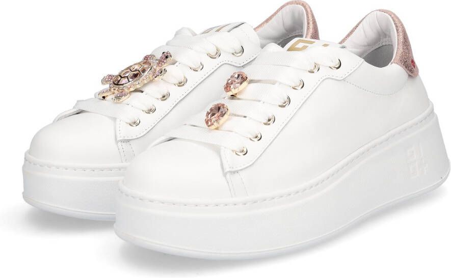 Gio+ Witte sneakers van kalfsleer met gelamineerde hak White Dames