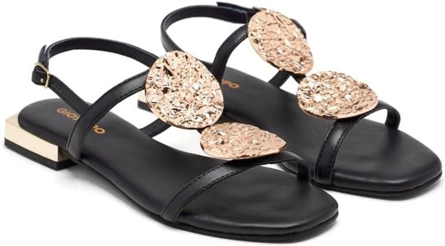 Gioseppo Lage sandaal met metalen ornamenten