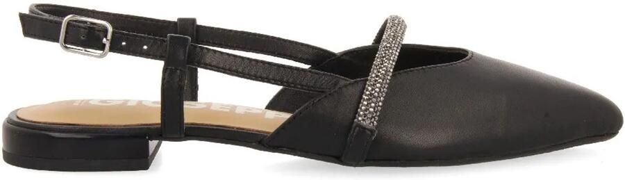 Gioseppo Open-back leren balletschoenen Black Dames