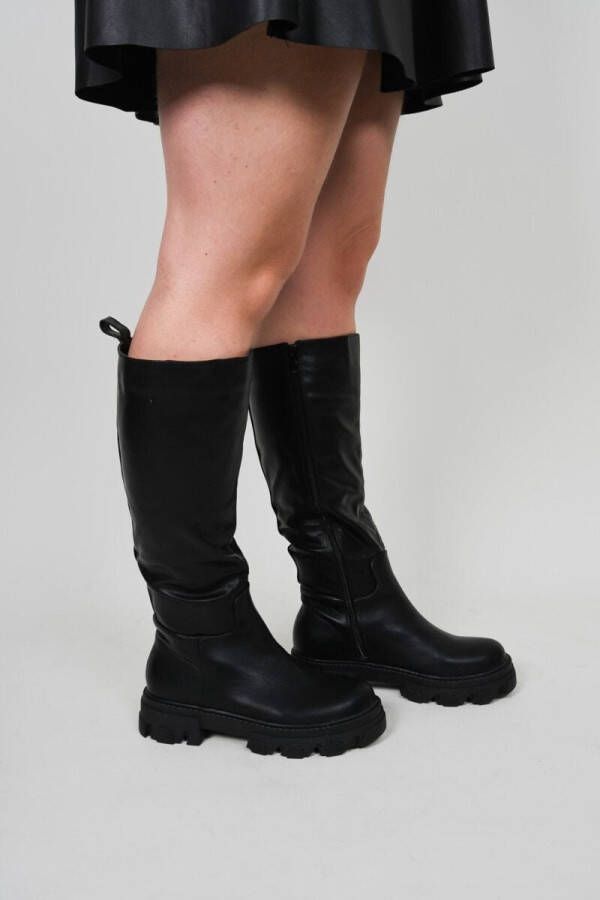 Girlhood Kim laars Schoenen dames Laarzen Leatherlook Musthave Fashionable Ritssluiting Grove zool Kleur Zwart Schoenen
