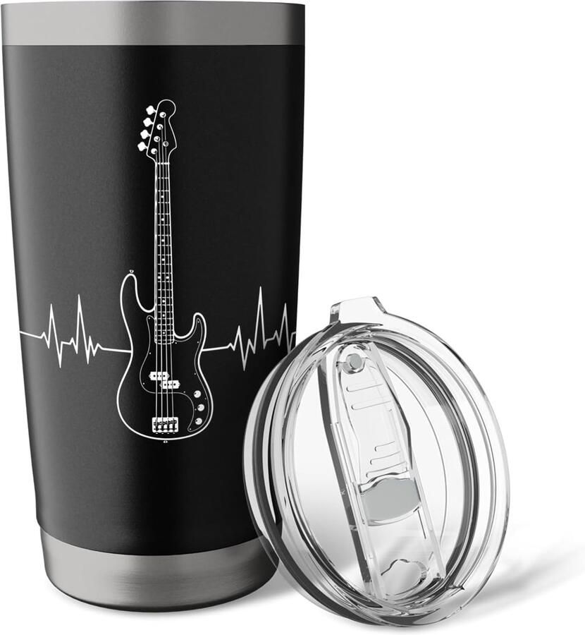 Gitaar Heartbeat EKG Muzikant Dubbelwandige RVS Thermobeker