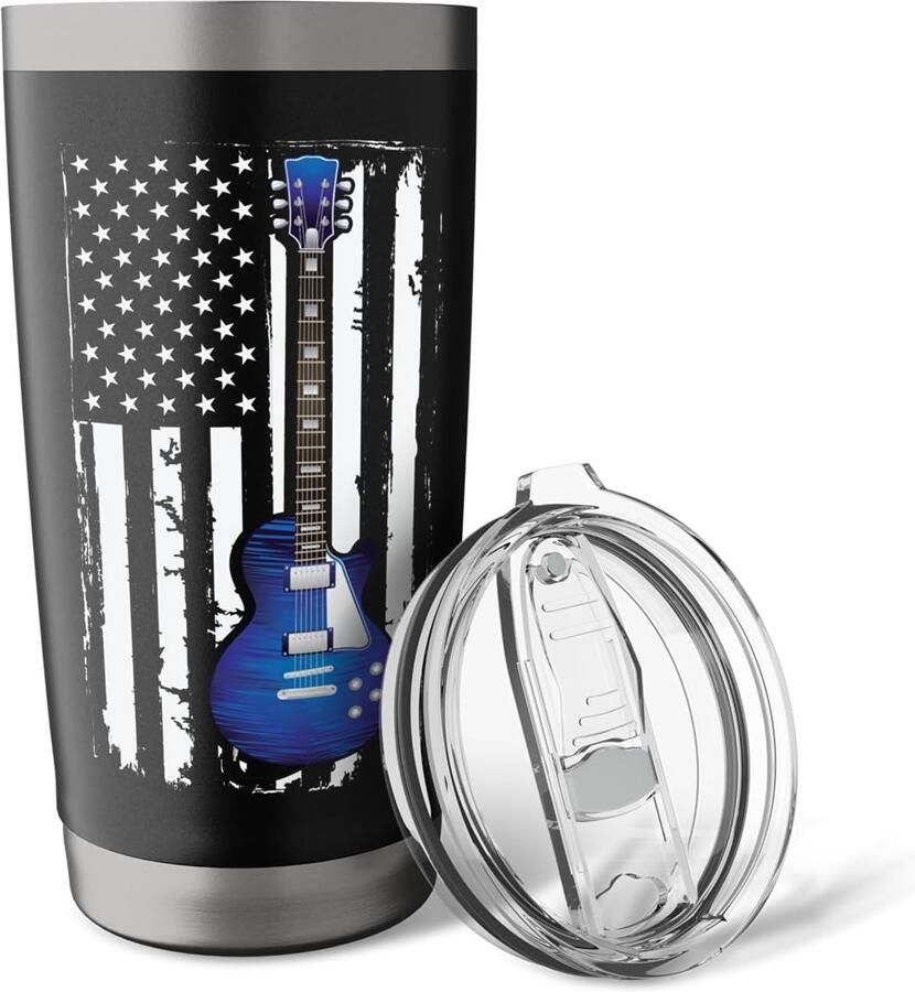 Gitaar met Amerikaanse vlag dubbele wand