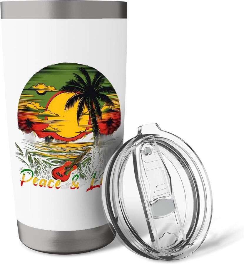 Gitaar met Rasta-design dubbele wanden roestvrij staal