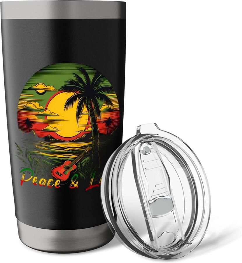 Gitaar met Rasta-design dubbele wanden roestvrij staal