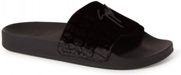 Giuseppe Zanotti Meredith slipper van fluweel Zwart